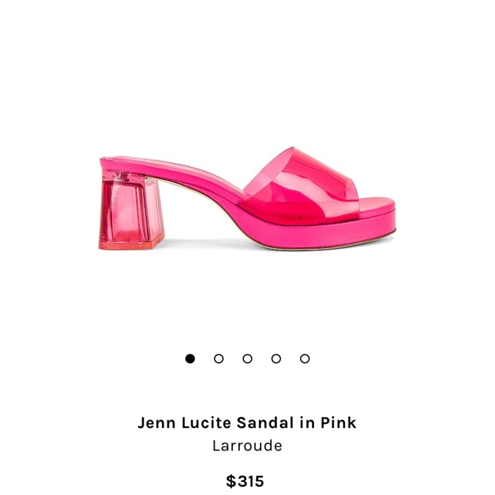 Larroude Jenn Lucite Sandal in Pink. Size 8
